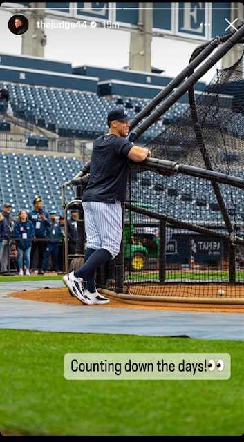 View of Aaron Judge at batting practice.